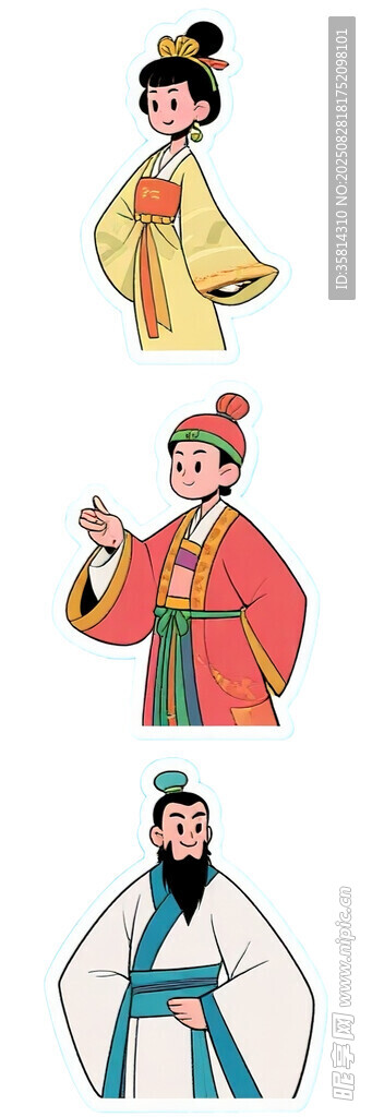 古代不同服饰装扮的人物