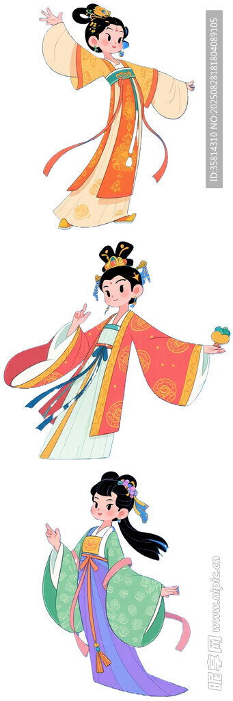 古风戏曲人物服饰插画