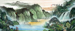聚宝盆山水画