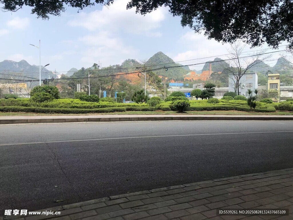 宁静街道旁的精致住宅区