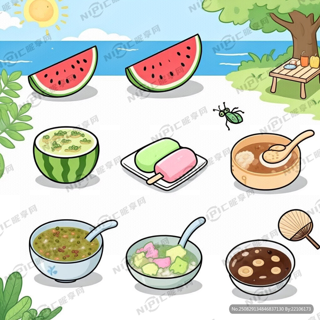 1、选择3至5种夏日特色美食