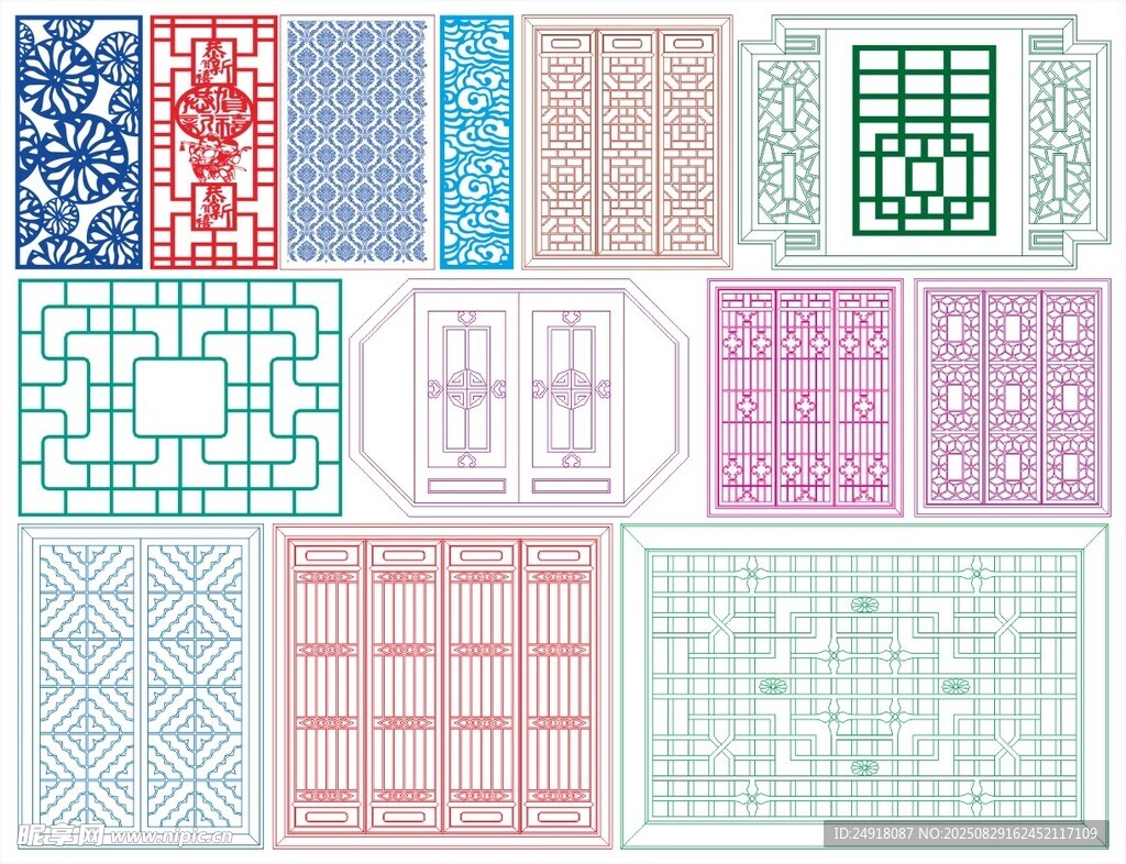 窗花 镂空花纹 屏风 隔断雕花