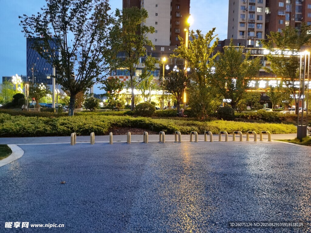 城市夜景中的宁静路面