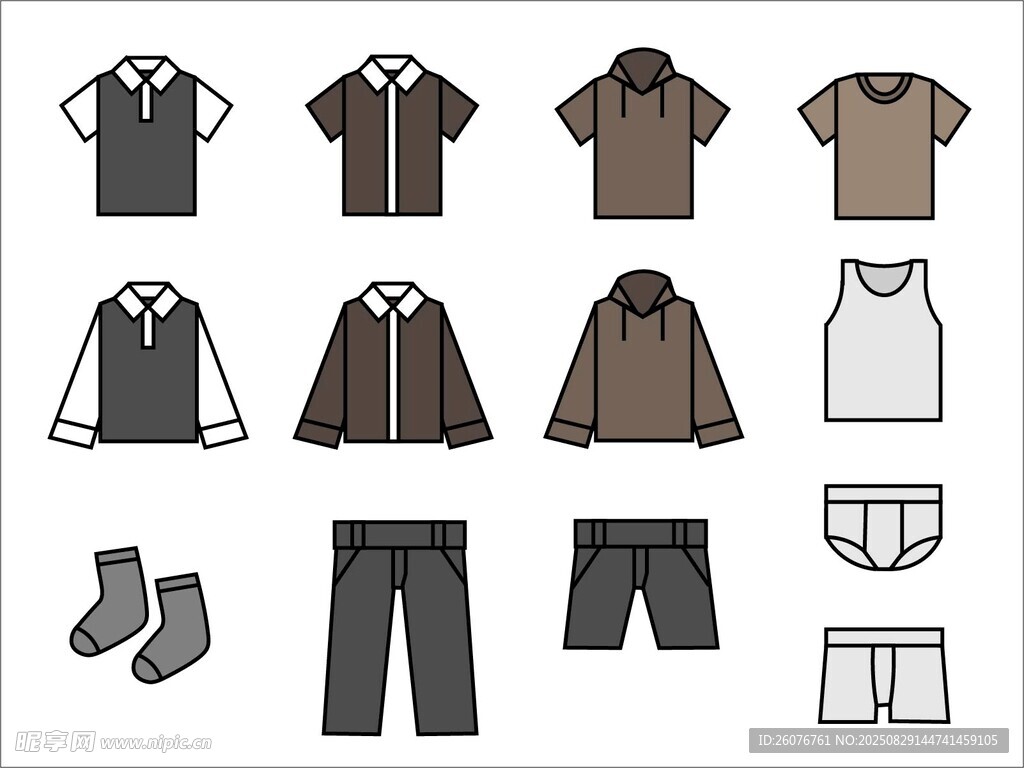 多样男士服饰图标展示