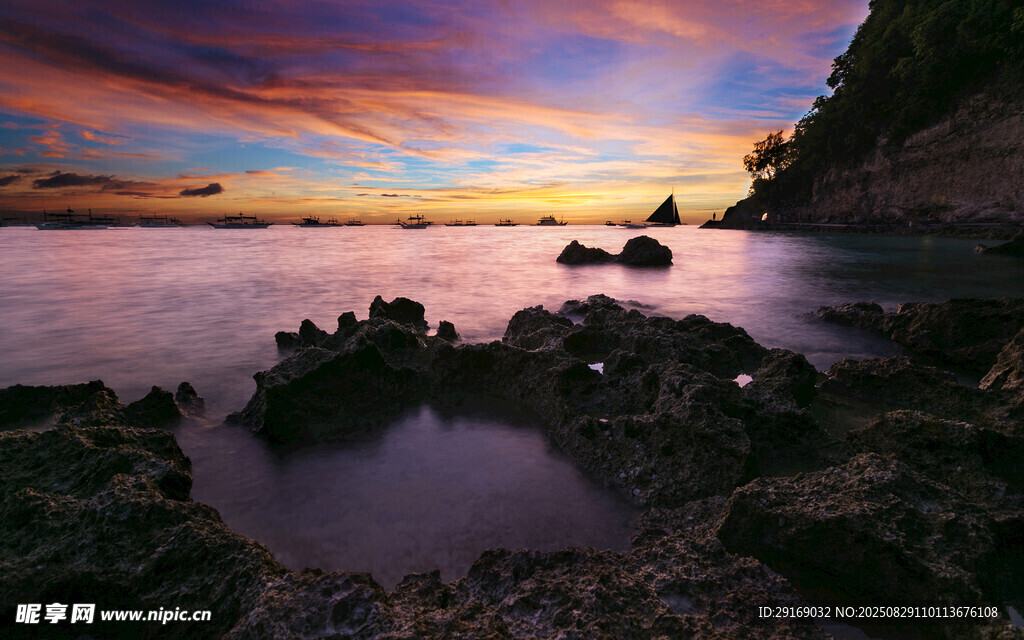 海边绚丽日落美景