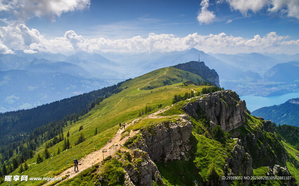 山间美景 绿意盎然的登山小径