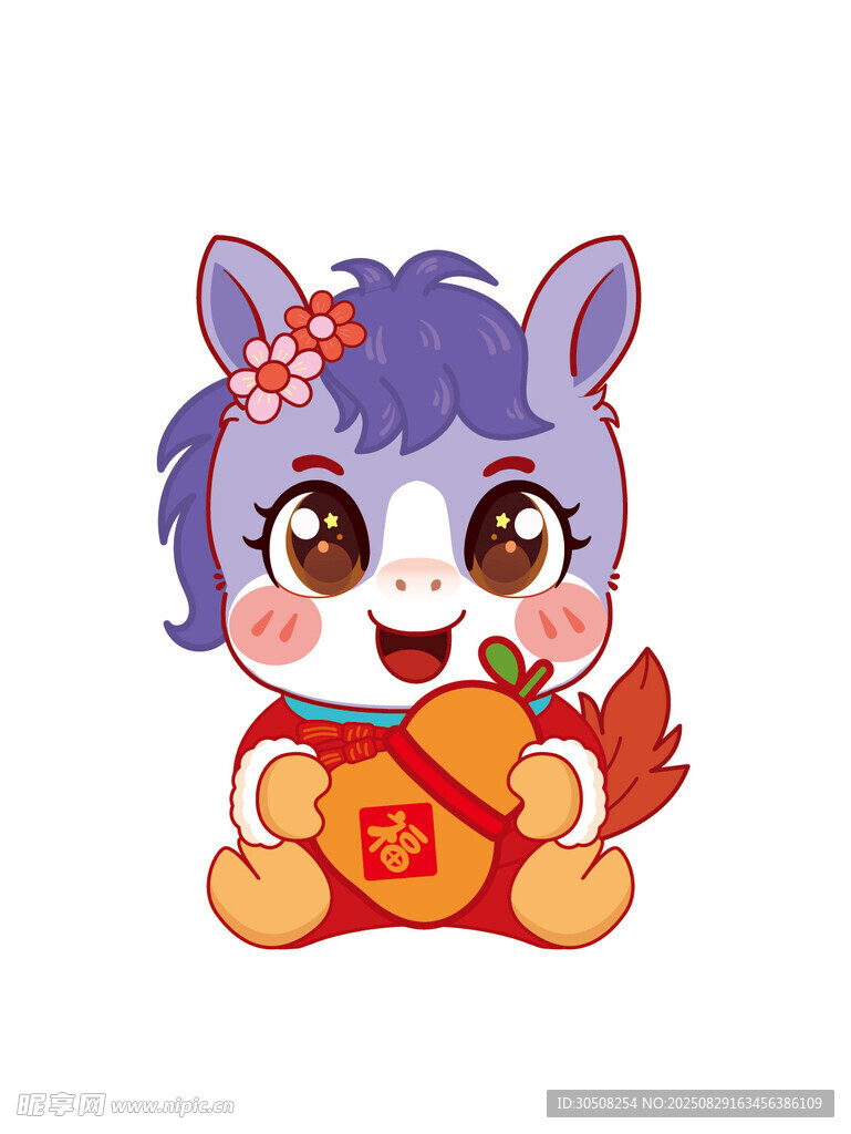 萌马贺岁怀抱福字超可爱