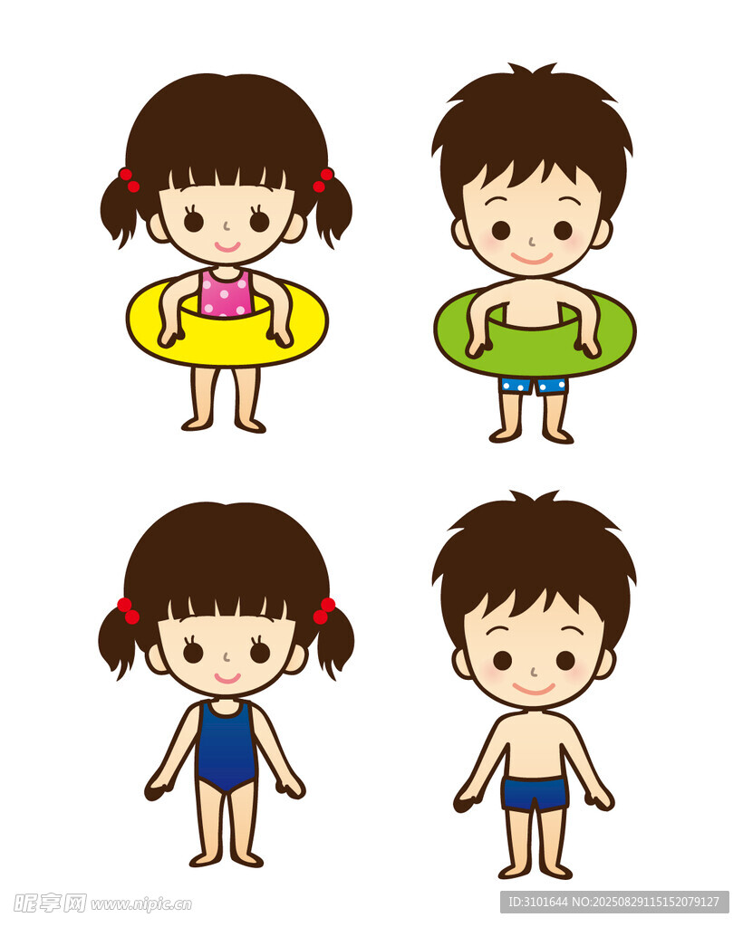 男孩女孩救生圈卡通