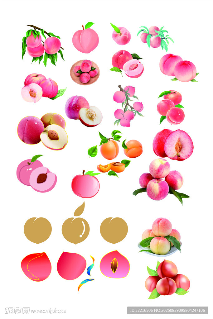 水蜜桃插画桃子元素