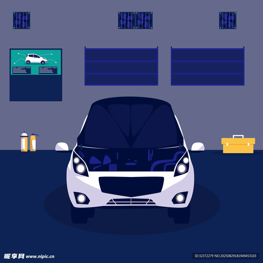 室内停放的时尚迷你汽车