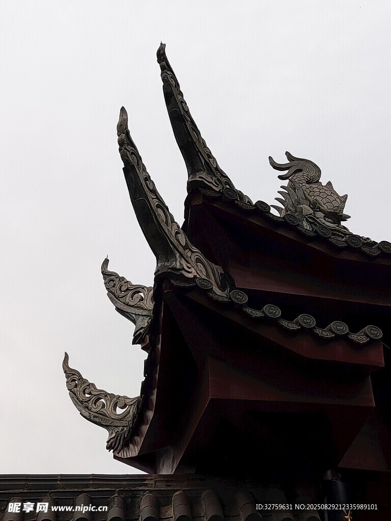 中式古建筑飞檐特写