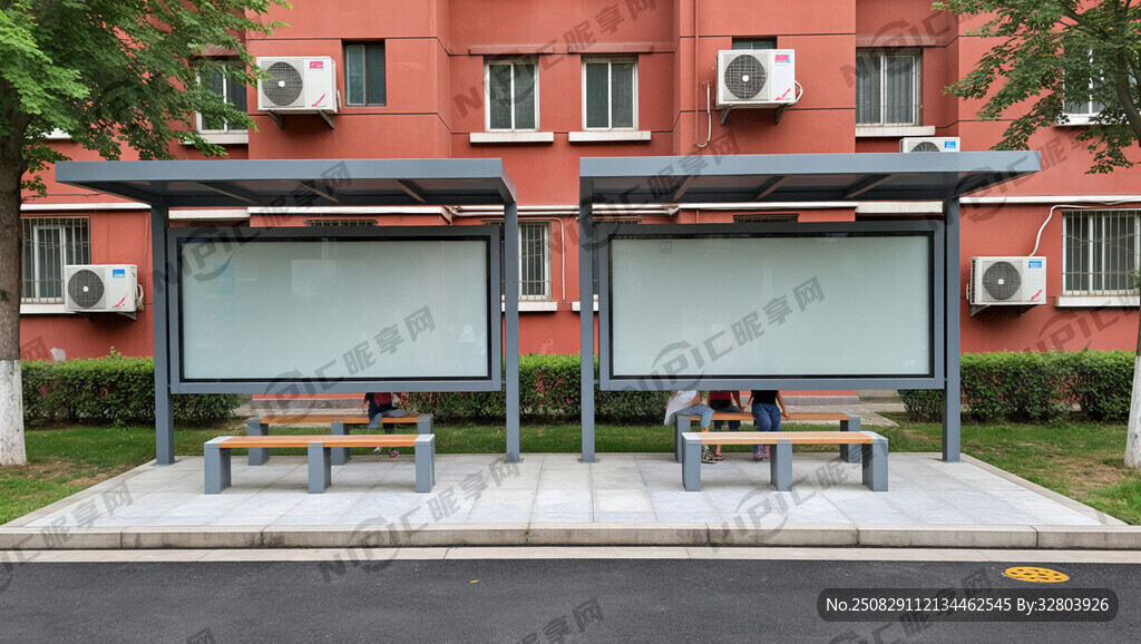 灰色金属材质休息亭