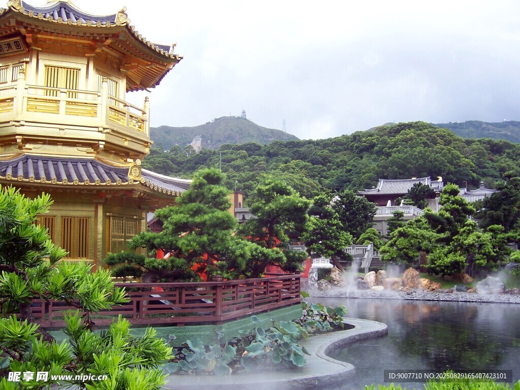 中式古典楼阁园林景观