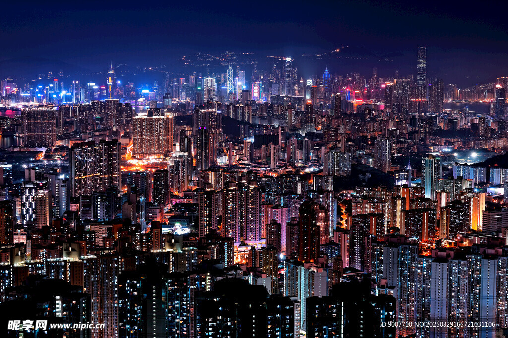 繁华都市夜景俯瞰