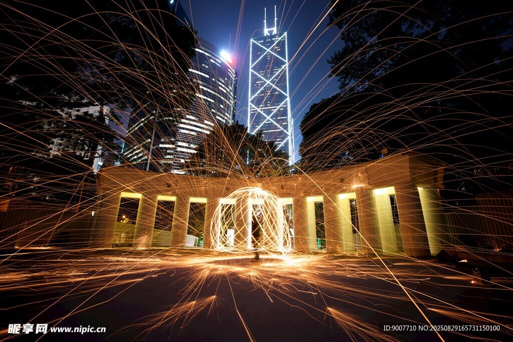 夜晚城市建筑灯光美景