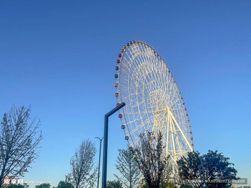 城市中的巨型摩天轮景观