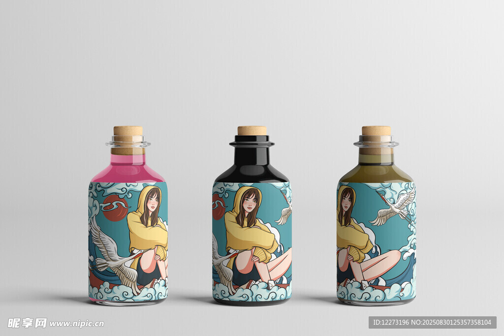 手绘卡通图案装饰酒瓶