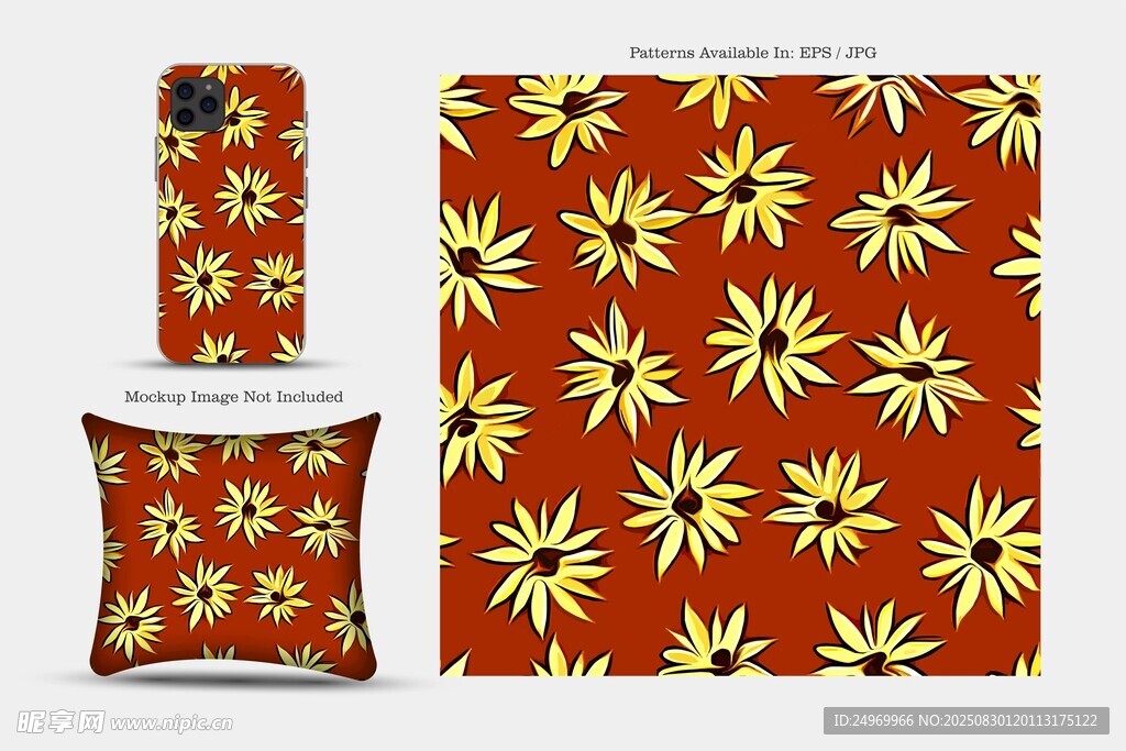 红色底黄花图案家居用品