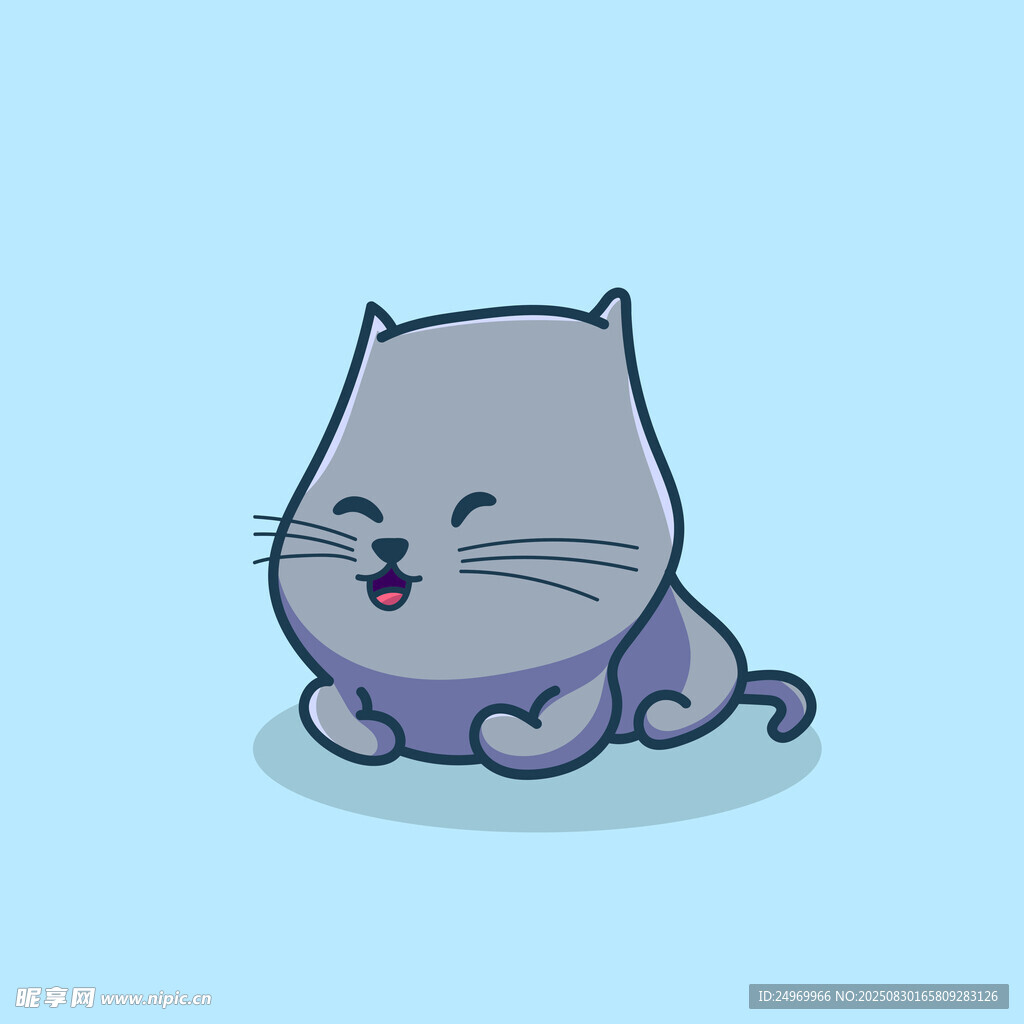 可爱灰猫卡通形象