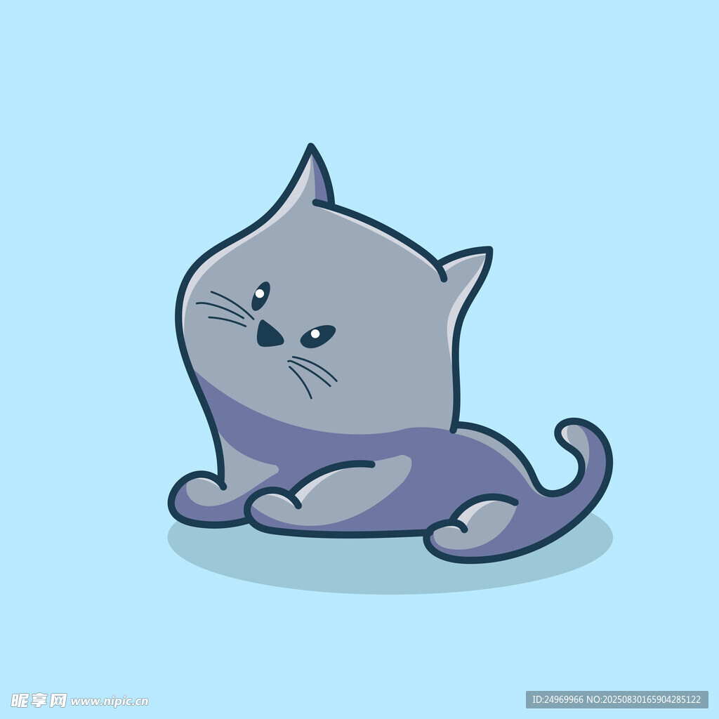 可爱躺卧猫咪插画