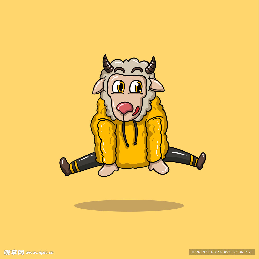 穿黄衣的俏皮卡通小牛