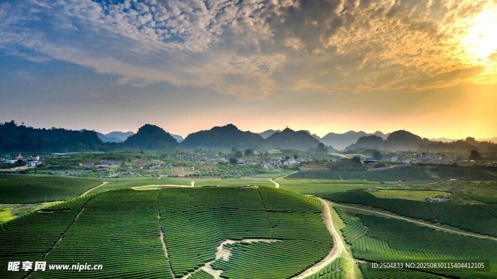 夕阳下的美丽高尔夫球场