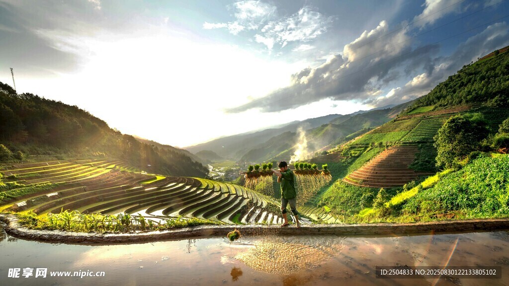 山间梯田美景 田园风光