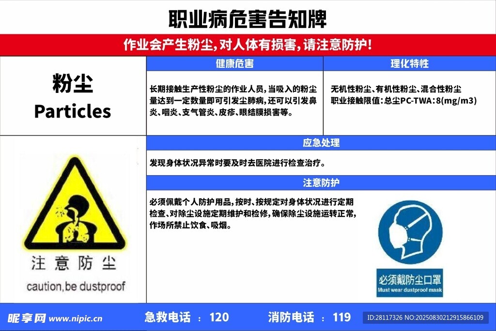 粉尘告知牌