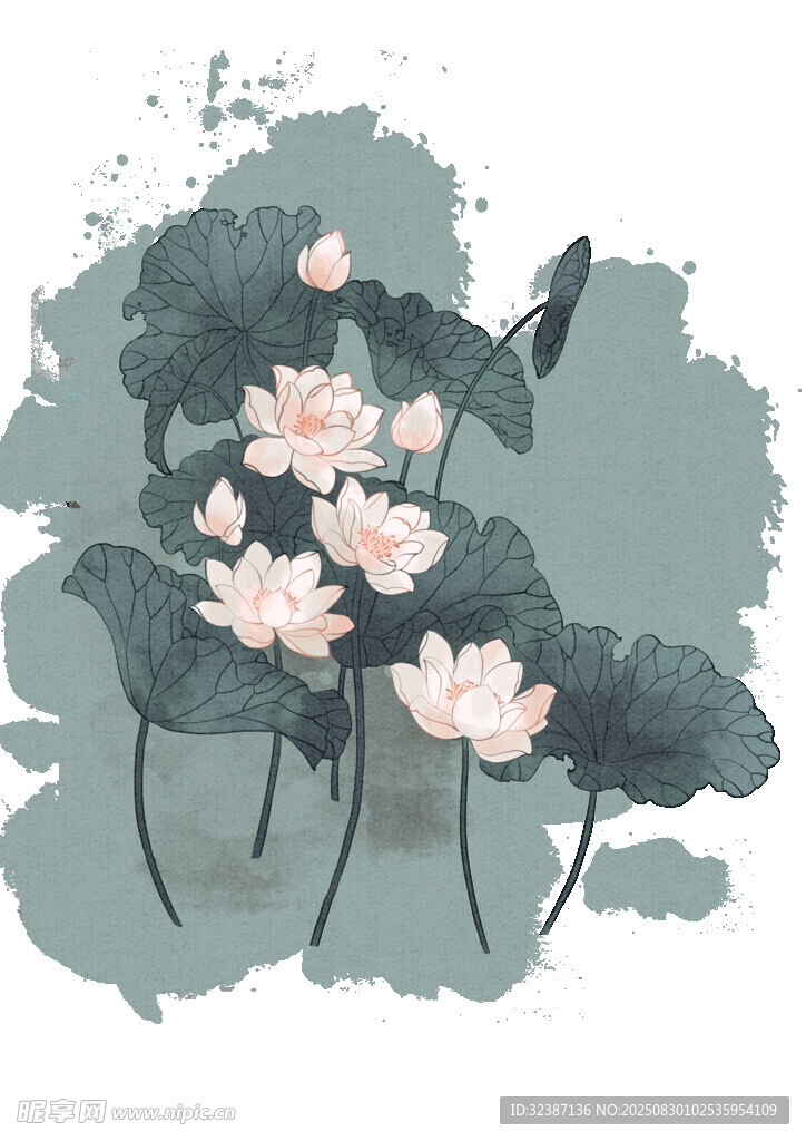 水墨风荷花插画