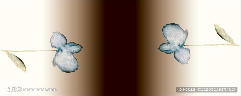 简约双蝶绿叶装饰图案