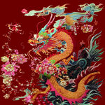 中式刺绣龙纹精美图案