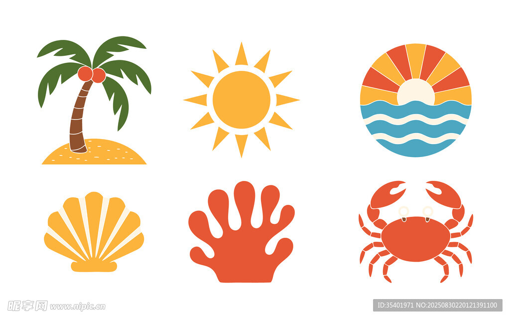 夏日海滩元素图案