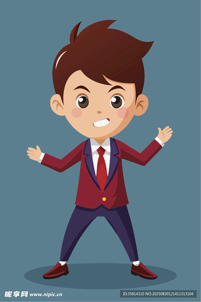 自信男孩穿西装展风采