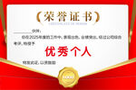 优秀个人荣誉证书展示