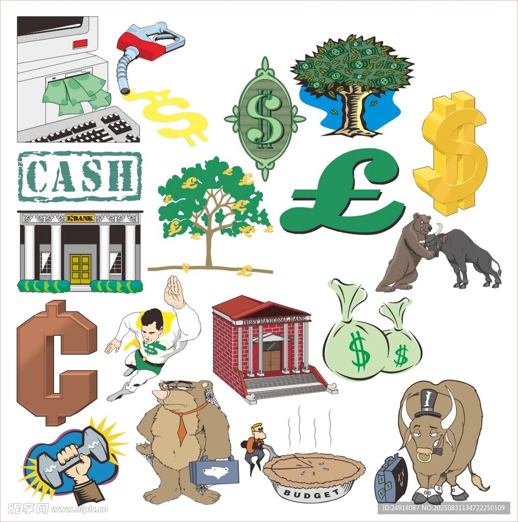 金钱卡通 货币插画 外国货币 