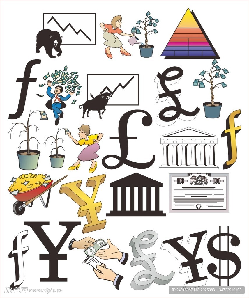 金钱卡通 货币插画 外国货币 