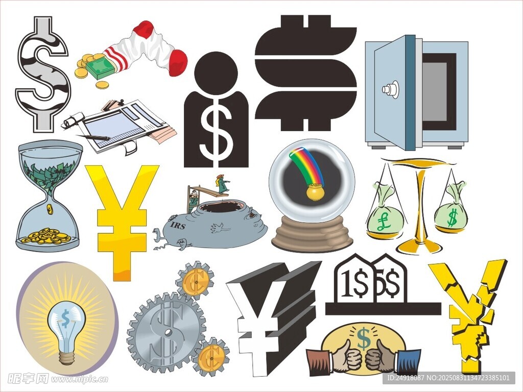 金钱卡通 货币插画  外国货币