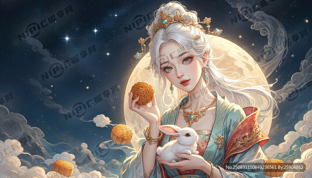 嫦娥  玉兔  月饼  月亮 