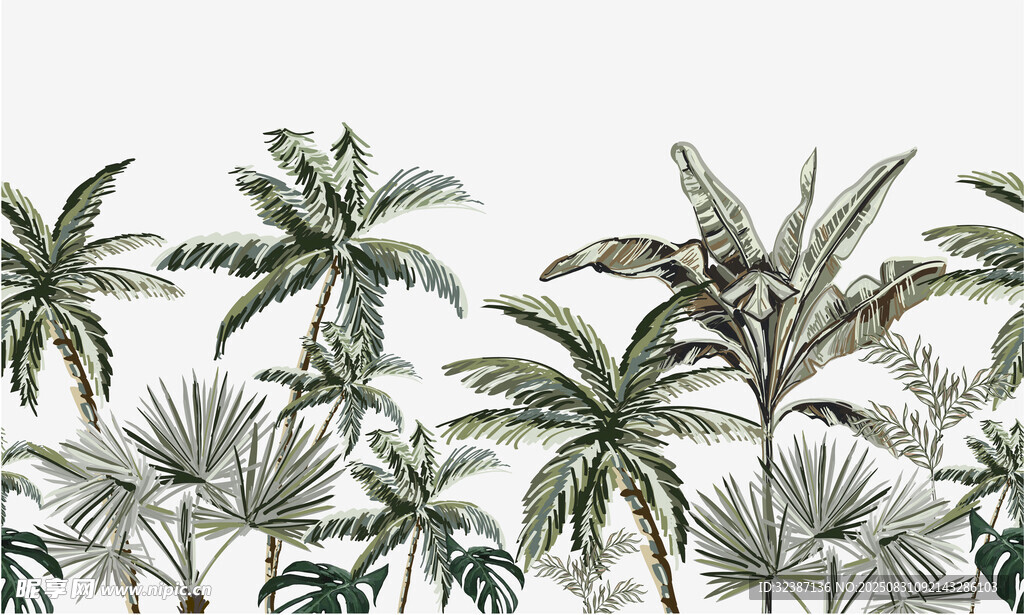 热带棕榈植物图案背景