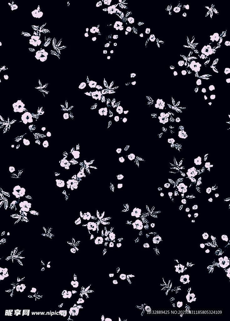 黑色底白色碎花图案