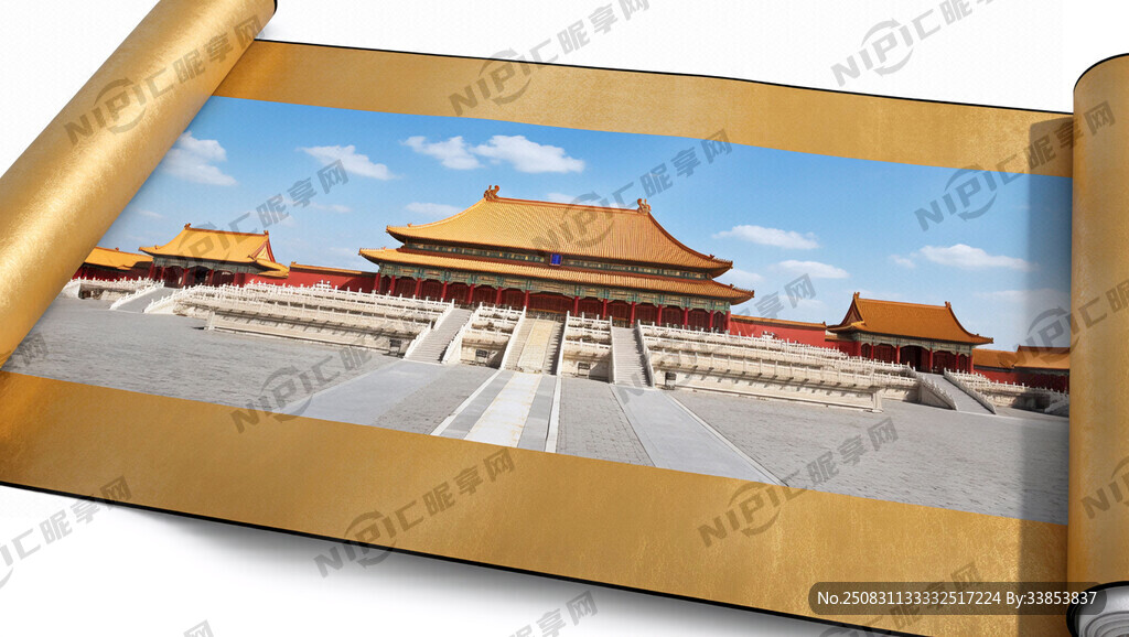 卷轴 天宫 金色 天宫在卷轴上