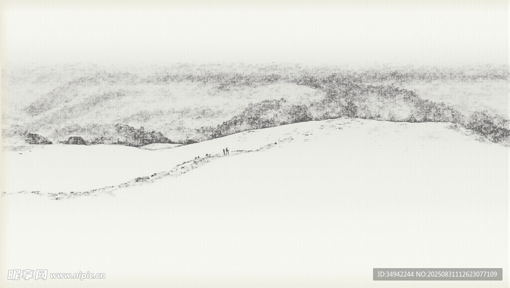 极简雪景素描画