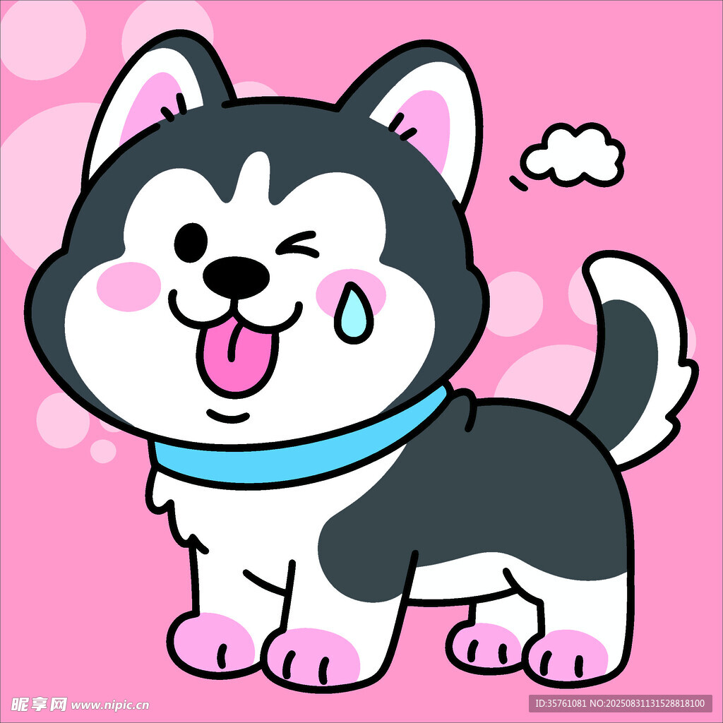 哈士奇创意抽象儿童手绘插画
