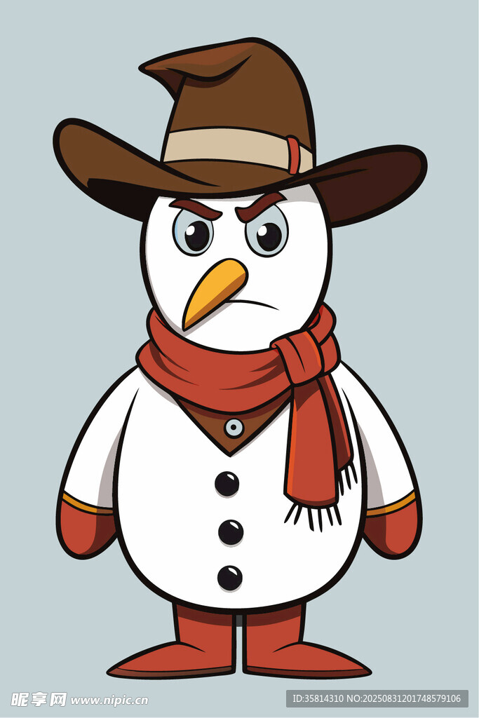 愤怒的牛仔雪人