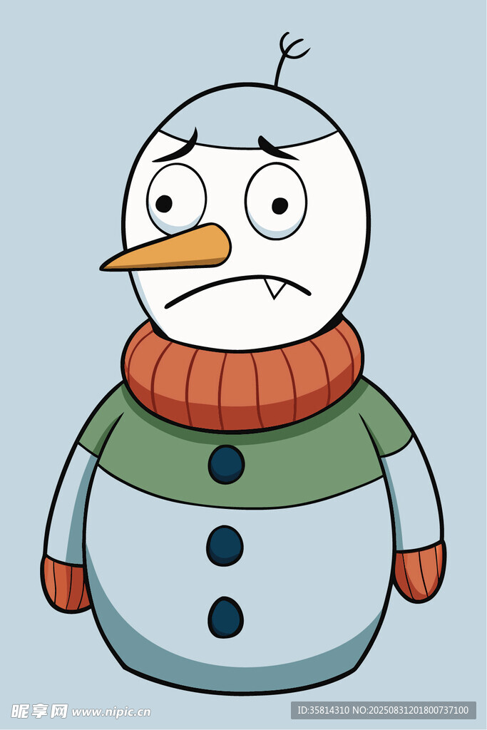 愁容满面的可爱雪人