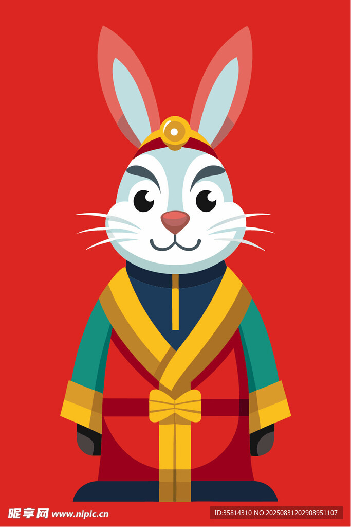 兔年卡通小兔传统服饰形象