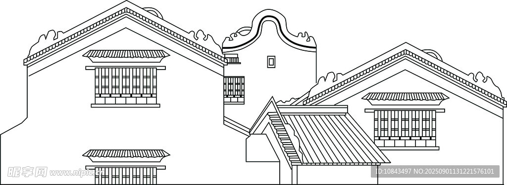 中式传统建筑轮廓图