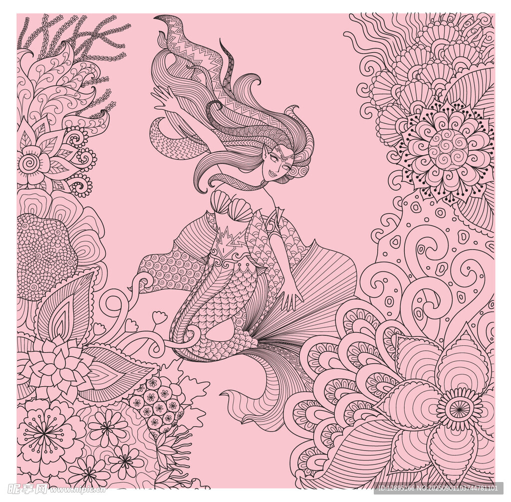 手绘梦幻美人鱼插画