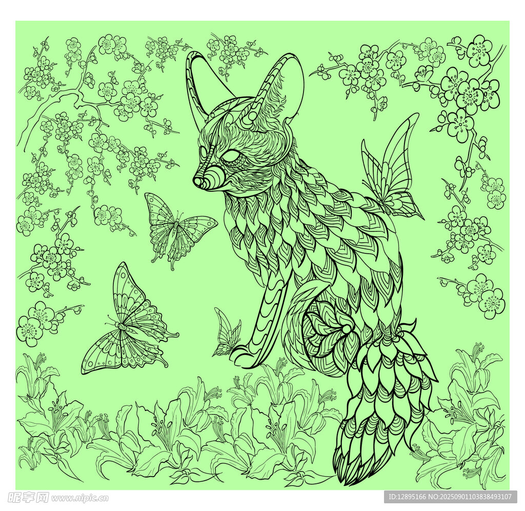 狐与蝶的奇幻森林图景