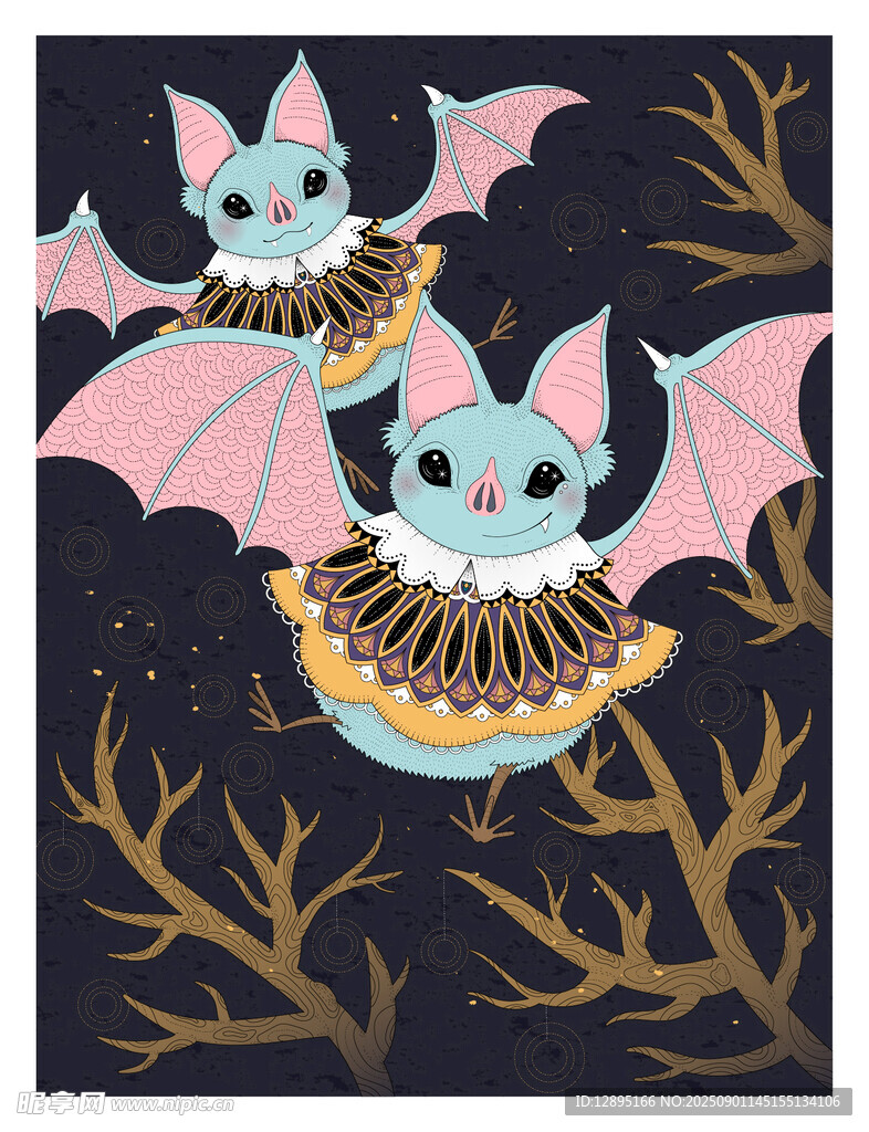 可爱蝙蝠插画 